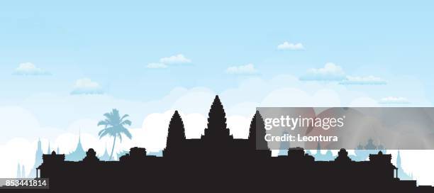 illustrazioni stock, clip art, cartoni animati e icone di tendenza di angkor wat in cambogia - cultura cambogiana