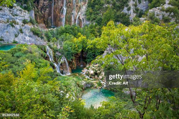 plitvice lakes national park, (paths between the lakes), croatia - kommunen lika senj bildbanksfoton och bilder