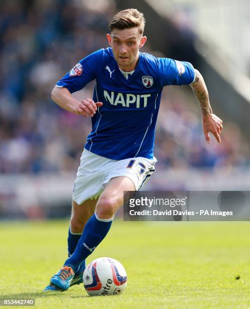 Chesterfield's Jay O'Shea during the Sky Bet League Two match at the Proact Stadium, Chesterfield.