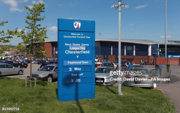 General view of the Proact Stadium, Chesterfield.