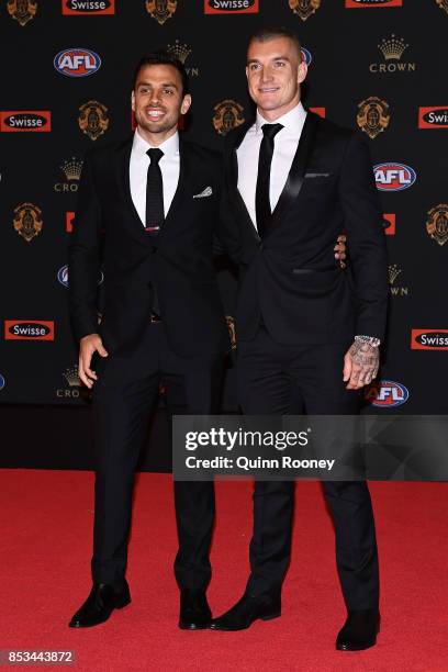 Dustin Martin and Sam Lloyd arrive ahead of the 2017 Brownlow Medal at Crown Entertainment Complex on September 25, 2017 in Melbourne, Australia.