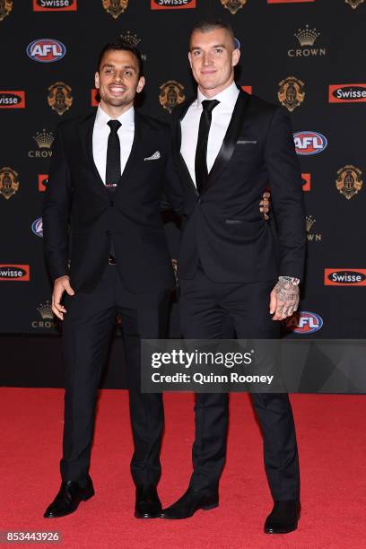 Dustin Martin and Sam Lloyd arrive ahead of the 2017 Brownlow Medal at Crown Entertainment Complex on September 25, 2017 in Melbourne, Australia.