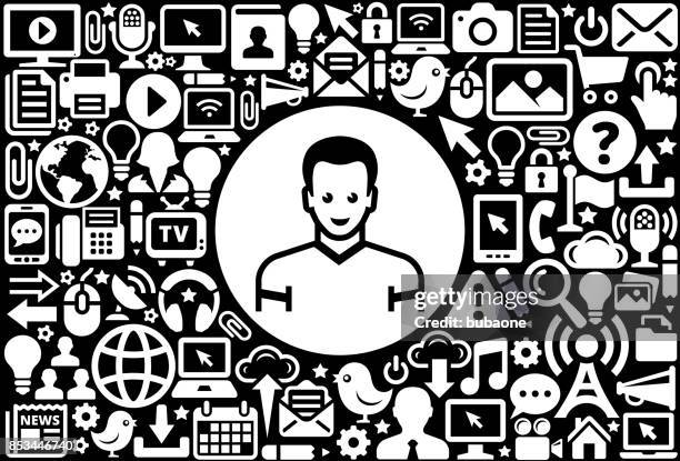 man's face portrait  icon black and white internet technology background - black face vector stock illustrations