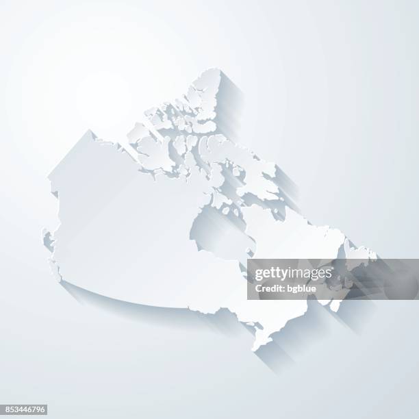 illustrazioni stock, clip art, cartoni animati e icone di tendenza di mappa canada con effetto taglio carta su sfondo vuoto - canadian