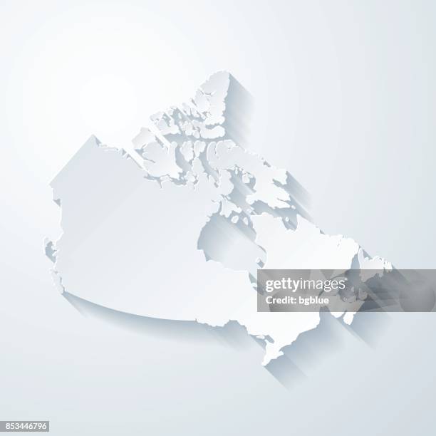 canada map with paper cut effect on blank background - kanada stock illustrations