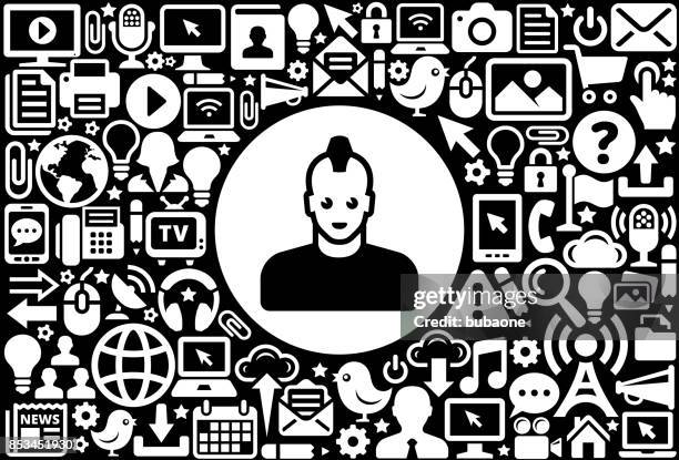 man's face portrait  icon black and white internet technology background - black face vector stock illustrations