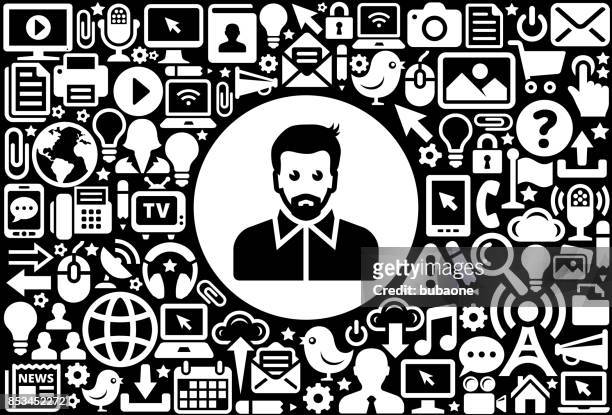 man's face portrait  icon black and white internet technology background - black face vector stock illustrations