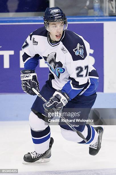 Jordan Caron of the Rimouski Oceanic skates during the game against the Quebec Remparts at Colisee Pepsi on March 04, 2009 in Quebec City, Quebec,...