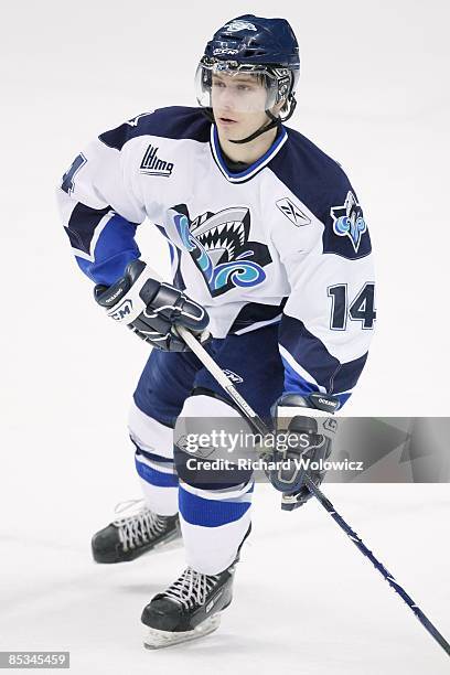 Gleason Fournier of the Rimouski Oceanic skates during the game against the Quebec Remparts at Colisee Pepsi on March 04, 2009 in Quebec City,...