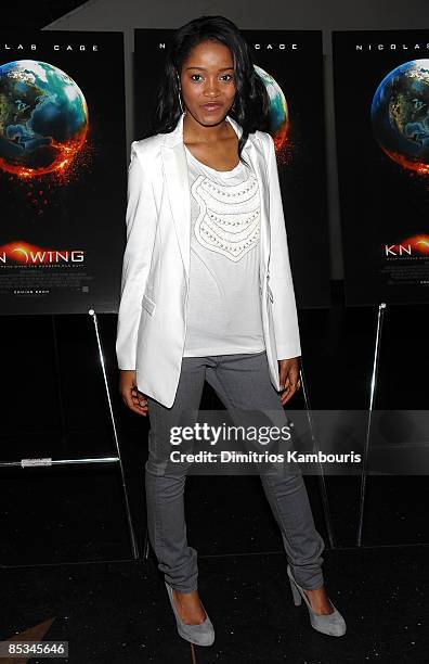 Actress Keke Palmer attends the premiere of "Knowing" at the AMC Loews Lincoln Square on March 9, 2009 in New York City.