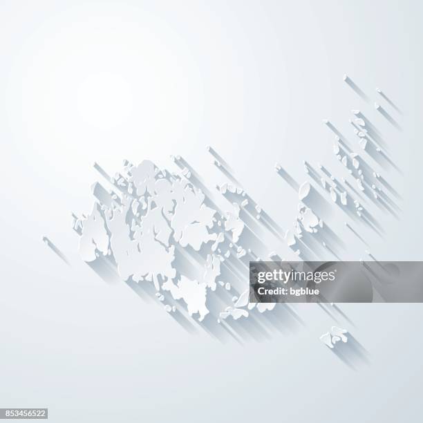 aland map with paper cut effect on blank background - nordic archipelago stock illustrations