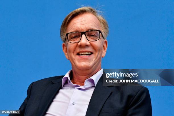 Top candidate of Die Linke party Dietmar Bartsch attends a press conference in Berlin on September 25 one day after general elections. - Germany...