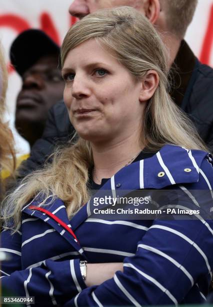 Natasha Hoarau, the daughter of former leader of the RMT union Bob Crow at a May Day rally in Trafalgar Square, London.