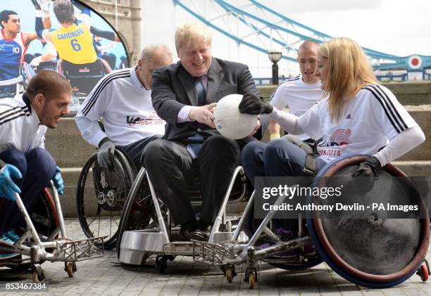 Mayor of London Boris Johnson joins international stars to launch the World Wheelchair Rugby Challenge at City Hall, London.