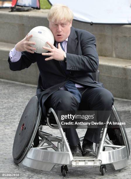 Mayor of London Boris Johnson joins international stars to launch the World Wheelchair Rugby Challenge at City Hall, London.
