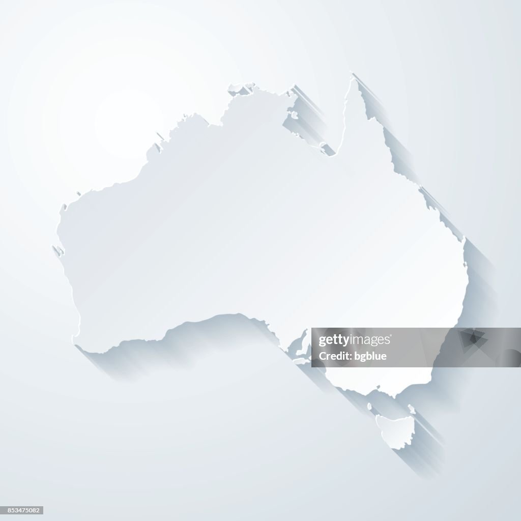 Australia map with paper cut effect on blank background