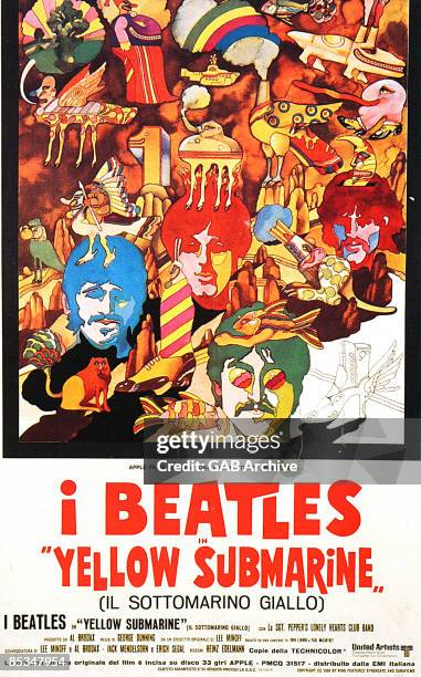 Photo of BEATLES; Italian film poster for Yellow Submarine