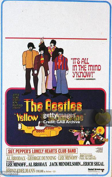 Photo of BEATLES; Film poster for Yellow Submarine