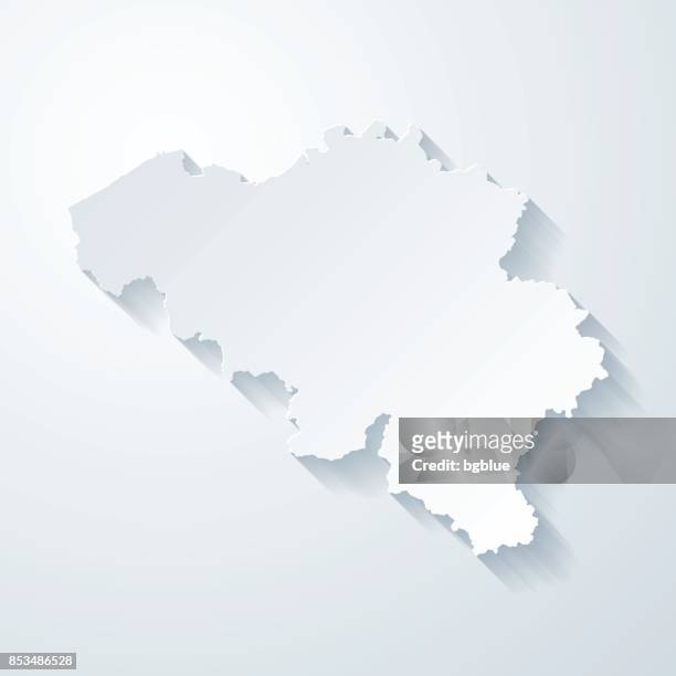 belgium map with paper cut effect on blank background - belgium stock illustrations