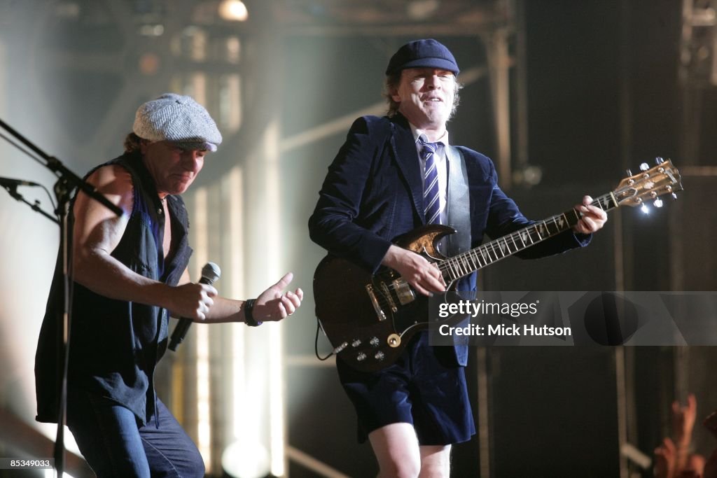 Photo of Angus YOUNG and Brian JOHNSON and AC DC and AC/DC
