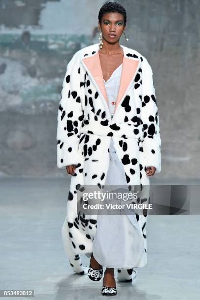 Model walks the runway at the Marni Ready to Wear Spring/Summer 2018 fashion show during Milan Fashion Week Spring/Summer 2018 on September 24, 2017...