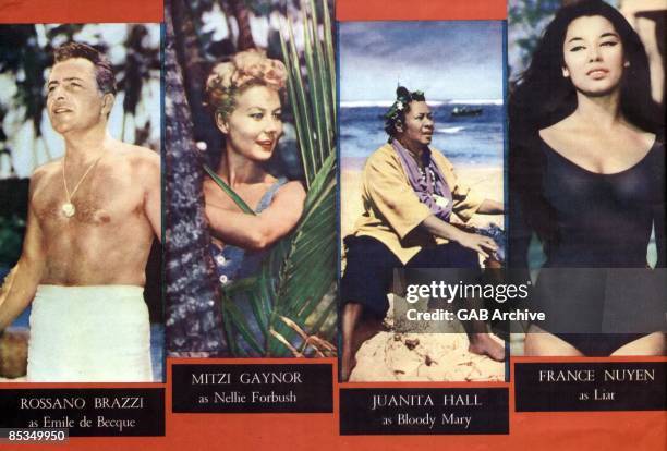 Photo of Rossano BRAZZI and Mitzi GAYNOR and Juanita HALL and France NUYEN; Promotional picture for the film 'South Pacific'