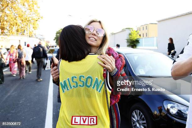 Kat Graham and Erica Pelosini are seen inside the Missoni Fashion Show during the Milan Fashion Week Spring/Summer 2018 on September 23, 2017 in...