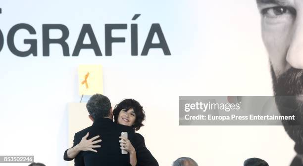 Spanish actor Antonio Banderas and actress Paz Vega attend the National Cinema Award during 65th San Sebastian Film Festival at Prisma-Tabakalera on...