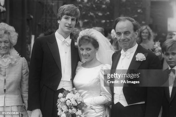 Newspaper proprietor Rupert Murdoch , with his daughter Prudence and new son-in-law Crispin Odey, at the couple's marriage at St Michael's Church in...