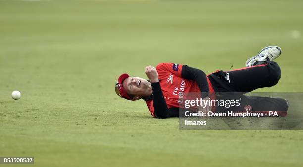 Durham's Gordon Muchall drops a catch during the Natwest T20 Blast, North Division match at the Emirates ICG, Durham .