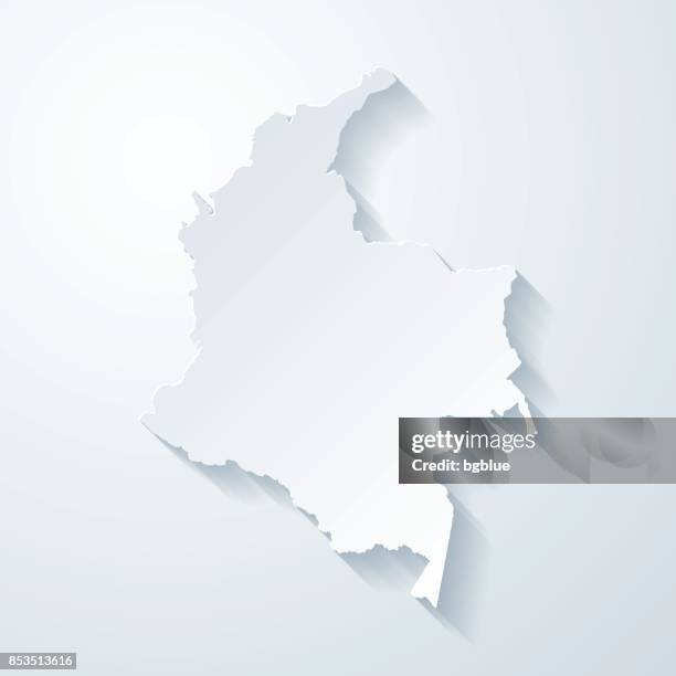colombia map with paper cut effect on blank background - colombia stock illustrations