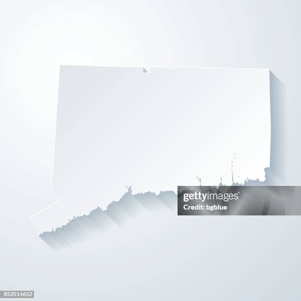 connecticut map with paper cut effect on blank background - bridgeport connecticut stock illustrations