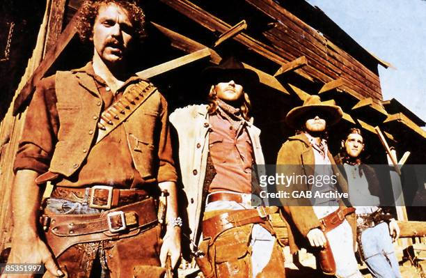 Photo of EAGLES; 1973 - L-R Bernie Leadon, Glenn Frey, Don Henley and Randy Meisner