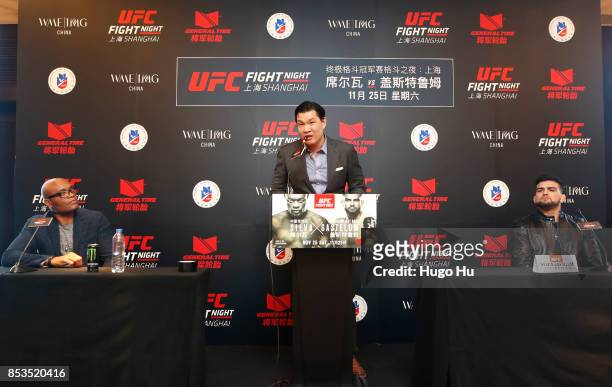 Anderson Silva, legendary Brazilian mixed martial artist, Kevin Chang, UFC vice president for Asia Pacific, Kelvin Gastelum, UFC middleweight...