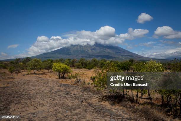 View of mount Agung on September 25, 2017 in Karangasem regency, Island of Bali, Indonesia. Indonesian authorities raised the alert level for the...
