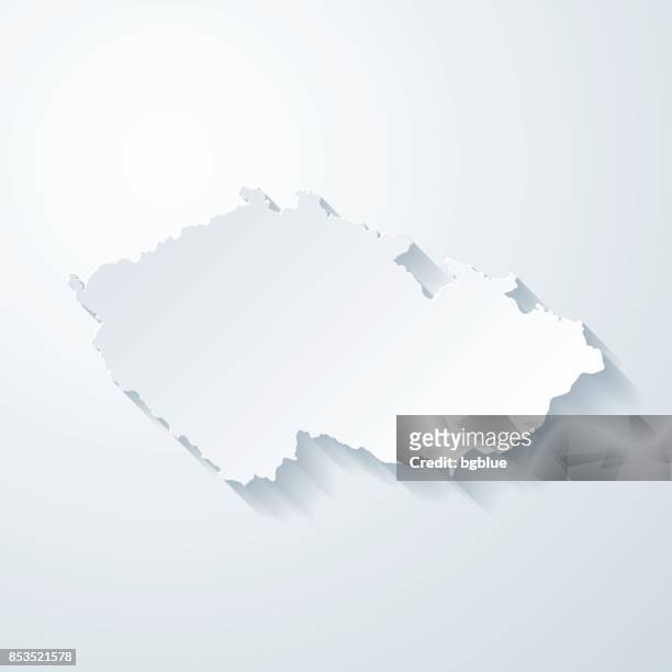 tschechische republik-karte mit papier geschnitten wirkung auf leeren hintergrund - czech republic stock-grafiken, -clipart, -cartoons und -symbole