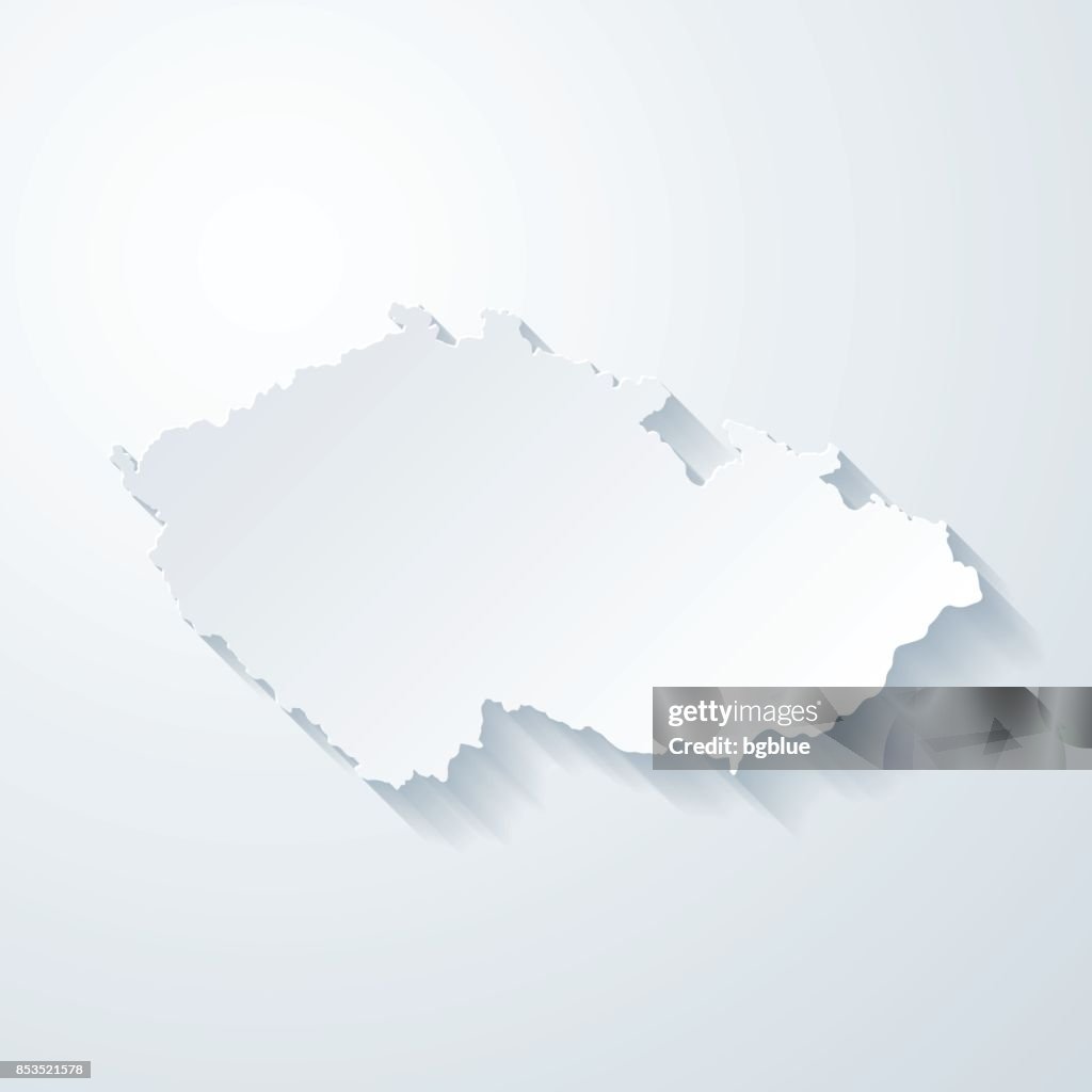 Czech Republic map with paper cut effect on blank background