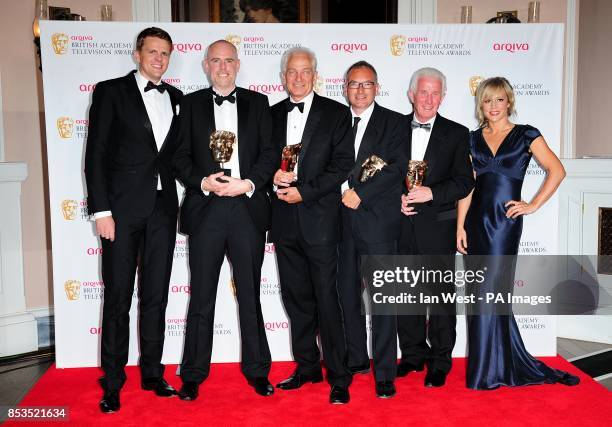 David Gower and Production Team members with the Sport and Live Event Award for The Ashes 2013 - First Test Day Five, alongside presenters Jake...