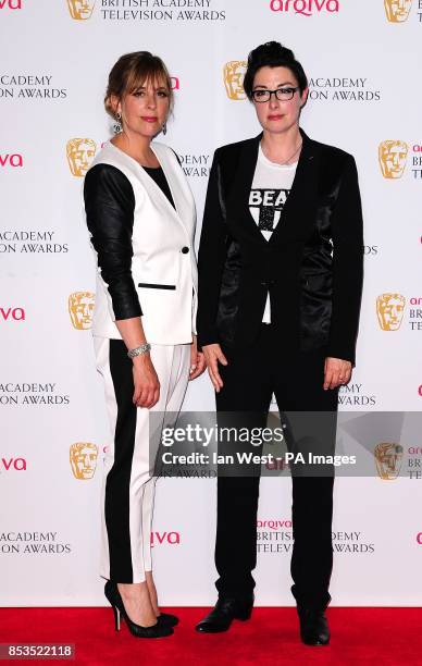 Mel Giedroyc and Sue Perkins at the Arqiva British Academy Television Awards 2014 at the Theatre Royal, Drury Lane, London.