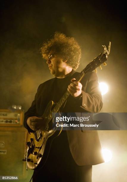 Photo of William REID and JESUS & MARY CHAIN, William Reid performing live onstage, playing Gibson ES-330 guitar with Bigsby vibrato