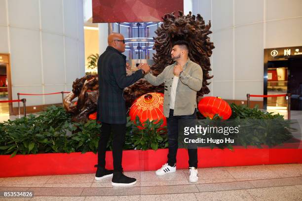 Anderson Silva, legendary Brazilian mixed martial artist, Kelvin Gastelum, UFC middleweight contender, pose for photo in the Oriental Pearl tower on...