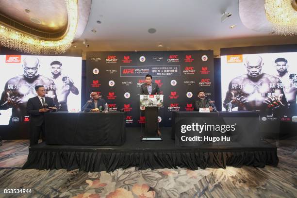 Anderson Silva, legendary Brazilian mixed martial artist, Kevin Chang, UFC vice president for Asia Pacific, Kelvin Gastelum, UFC middleweight...