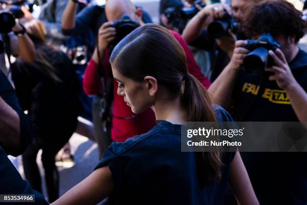 Kaia Gerber after Fendi fashion show S/S 2018 in Milan, Italy, on 21 September 2017.