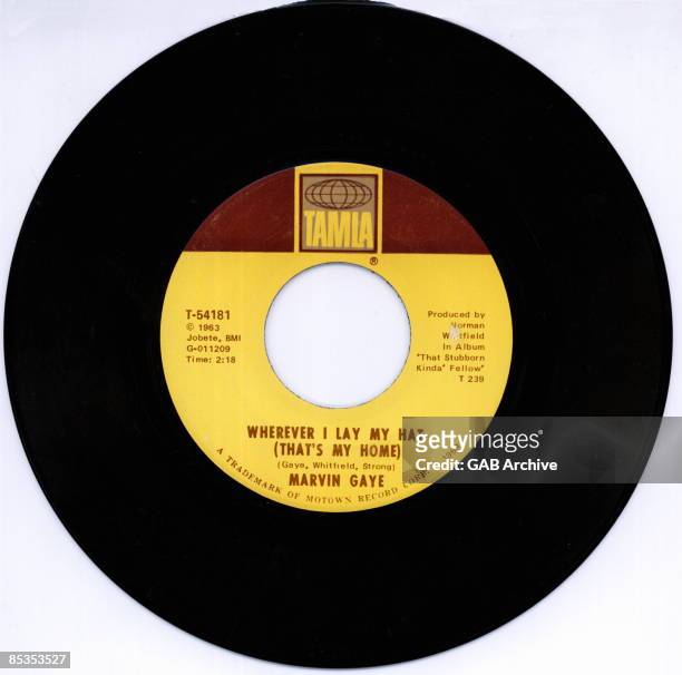 Photo of the Motown Records 7" single for Marvin Gaye's 'Wherever I Lay My Hat'