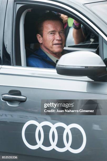 Actor Arnold Schwarzenegger is seen arriving at 65th San Sebastian Film Festival on September 25, 2017 in San Sebastian, Spain.