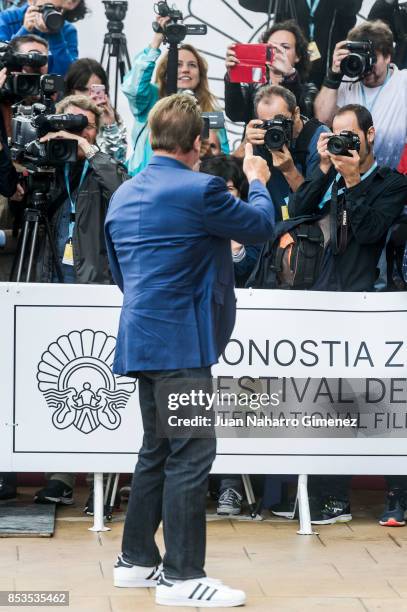 Actor Arnold Schwarzenegger is seen arriving at 65th San Sebastian Film Festival on September 25, 2017 in San Sebastian, Spain.