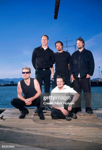 Photo of FAITH NO MORE and Jon HUDSON and Roddy BOTTUM and Mike PATTON and Mike BORDIN; Posed group portrait L-R Jon Hudson, Roddy Bottum, Mike...