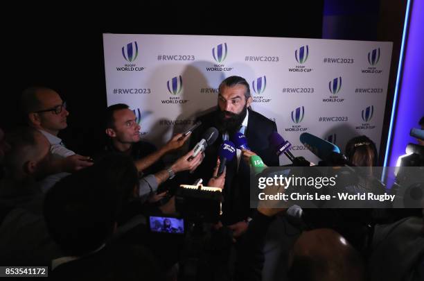 Sebastien Chabal during the Rugby World Cup 2023 Bid Presentations event at Royal Garden Hotel on September 25, 2017 in London, England.