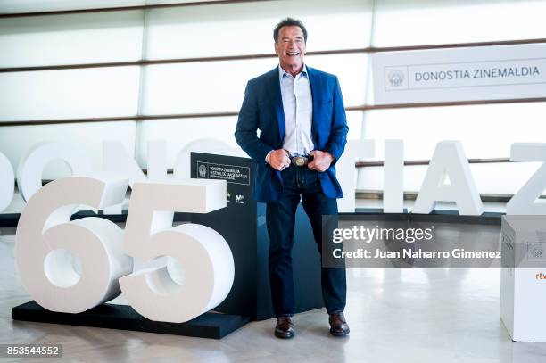 Arnold Schwarzenegger attends 'Wonder Of The Sea 3D' photocall during 65th San Sebastian Film Festival on September 25, 2017 in San Sebastian, Spain.