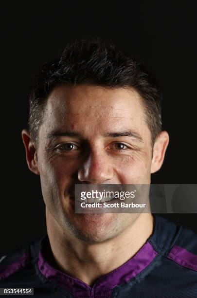 Cooper Cronk of the Storm poses during a Melbourne Storm NRL training session at Gosch's Paddock on September 25, 2017 in Melbourne, Australia.